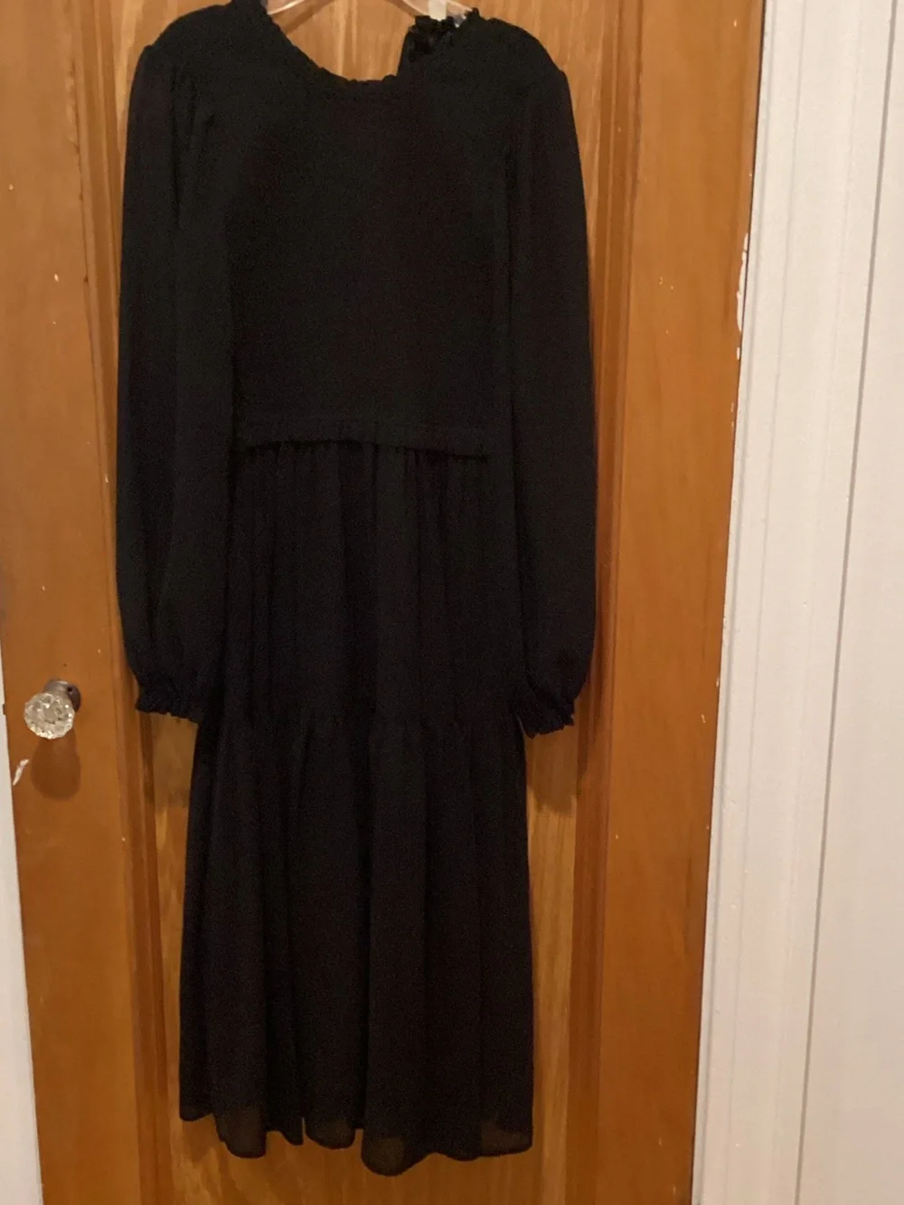 Black Long Sleeve Midi Dress